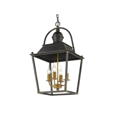 Golden Lighting 0888-4P ABI Christoff 4 Light Pendant in Antique Black Iron - Crescent Harbor