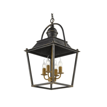 Golden Lighting 0888-4P ABI Christoff 4 Light Pendant in Antique Black Iron - Crescent Harbor