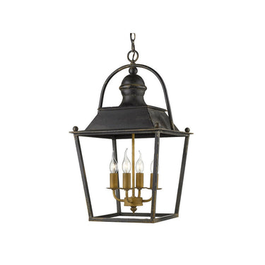Golden Lighting 0888-4P ABI Christoff 4 Light Pendant in Antique Black Iron - Crescent Harbor