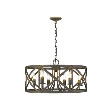 Golden Lighting 0890-6 ABI Alcott 6 Light Chandelier in Antique Black Iron - Crescent Harbor