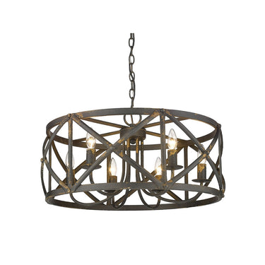 Golden Lighting 0890-6 ABI Alcott 6 Light Chandelier in Antique Black Iron - Crescent Harbor