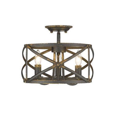 Golden Lighting 0890-SF ABI Alcott Semi-Flush in Antique Black Iron - Crescent Harbor