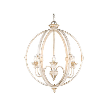 Golden Lighting 0892-6 AI Jules 6 Light Chandelier in Antique Ivory - Crescent Harbor