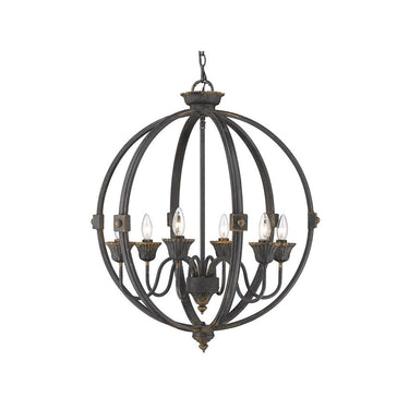 Golden Lighting 0892-6 AI Jules 6 Light Chandelier in Antique Ivory - Crescent Harbor