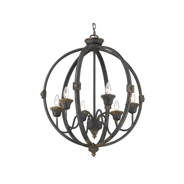 Golden Lighting 0892-6 AI Jules 6 Light Chandelier in Antique Ivory - Crescent Harbor