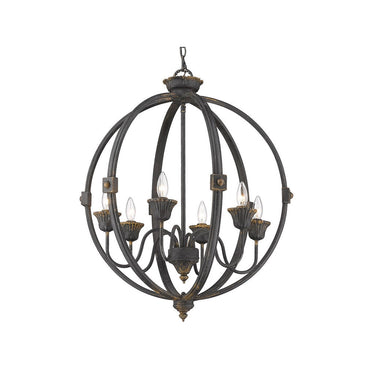 Golden Lighting 0892-6 AI Jules 6 Light Chandelier in Antique Ivory - Crescent Harbor