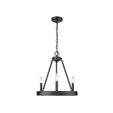 Golden Lighting 1017-3 BLK Alastair 3 Light Chandelier in Matte Black - Crescent Harbor