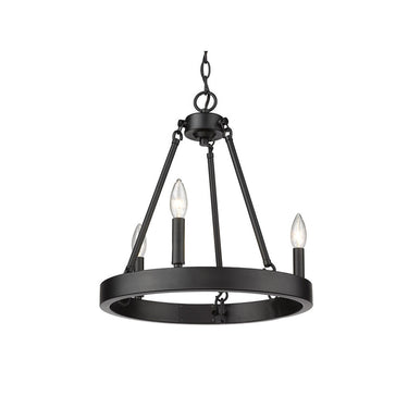 Golden Lighting 1017-3 BLK Alastair 3 Light Chandelier in Matte Black - Crescent Harbor