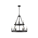 Golden Lighting 1017-36 BLK Alastair 2 Tier - 9 Light Chandelier in Matte Black - Crescent Harbor