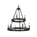Golden Lighting 1017-36 BLK Alastair 2 Tier - 9 Light Chandelier in Matte Black - Crescent Harbor