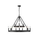 Golden Lighting 1017-39 BLK Alastair 2 Tier - 12 Light Chandelier in Matte Black - Crescent Harbor