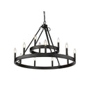 Golden Lighting 1017-39 BLK Alastair 2 Tier - 12 Light Chandelier in Matte Black - Crescent Harbor