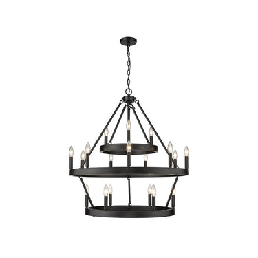 Golden Lighting 1017-396 BLK Alastair 3 Tier - 18 Light Chandelier in Matte Black - Crescent Harbor