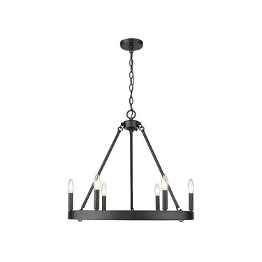Golden Lighting 1017-6 BLK Alastair 6 Light Chandelier in Matte Black - Crescent Harbor
