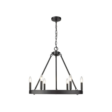 Golden Lighting 1017-6 BLK Alastair 6 Light Chandelier in Matte Black - Crescent Harbor