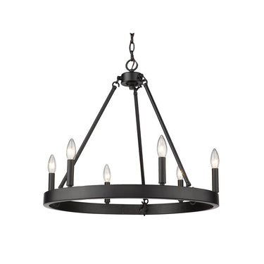 Golden Lighting 1017-6 BLK Alastair 6 Light Chandelier in Matte Black - Crescent Harbor