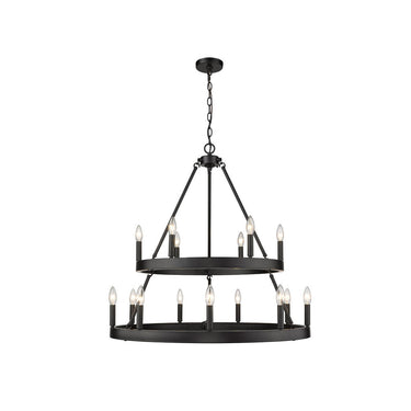 Golden Lighting 1017-69 BLK Alastair 2 Tier - 15 Light Chandelier in Matte Black - Crescent Harbor