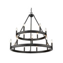 Golden Lighting 1017-69 BLK Alastair 2 Tier - 15 Light Chandelier in Matte Black - Crescent Harbor