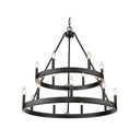 Golden Lighting 1017-69 BLK Alastair 2 Tier - 15 Light Chandelier in Matte Black - Crescent Harbor