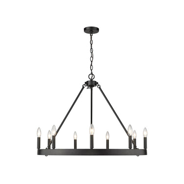 Golden Lighting 1017-9 BLK Alastair 9 Light Chandelier in Matte Black - Crescent Harbor