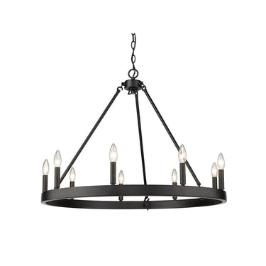 Golden Lighting 1017-9 BLK Alastair 9 Light Chandelier in Matte Black - Crescent Harbor