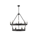 Golden Lighting 1017-96 BLK Alastair 2 Tier - 15 Light Chandelier in Matte Black - Crescent Harbor