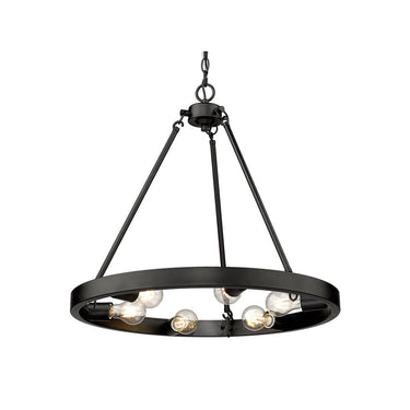 Golden Lighting 1019-6 BLK Castile 6 Light Chandelier in Matte Black - Crescent Harbor