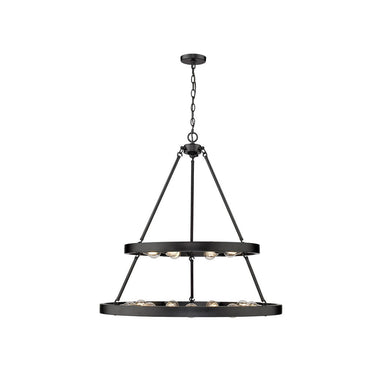 Golden Lighting 1019-69 BLK Castile 15 Light Chandelier in Matte Black - Crescent Harbor