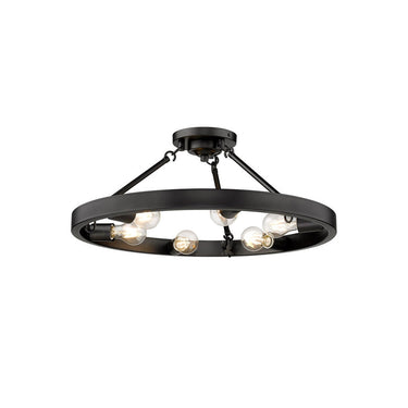 Golden Lighting 1019-6SF BLK Castile 6 Light Semi-Flush in Matte Black - Crescent Harbor