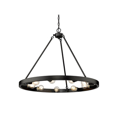 Golden Lighting 1019-9 BLK Castile 9 Light Chandelier in Matte Black - Crescent Harbor
