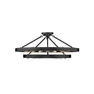 Golden Lighting 1019-96SF BLK Castile 15 Light Semi-Flush in Matte Black - Crescent Harbor
