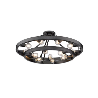 Golden Lighting 1019-96SF BLK Castile 15 Light Semi-Flush in Matte Black - Crescent Harbor