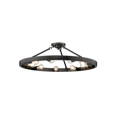 Golden Lighting 1019-9SF BLK Castile 9 Light Semi-Flush in Matte Black - Crescent Harbor