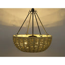 Golden Lighting 1073-4P BLK Hathaway 4 Light Pendant in Matte Black with Woven Hemp Rope Shade - Crescent Harbor
