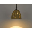 Golden Lighting 1073-M1L BLK Hathaway Mini Pendant in Matte Black with Woven Hemp Rope Shade - Crescent Harbor