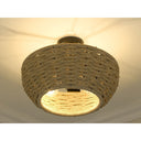 Golden Lighting 1073-SF BLK Hathaway Semi-Flush in Matte Black with Woven Hemp Rope Shade - Crescent Harbor