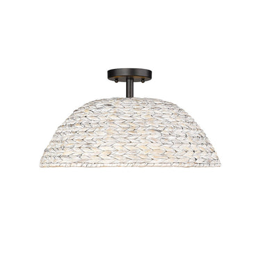 Golden Lighting 1081-SF BLK Rue Semi-Flush in Matte Black - Crescent Harbor