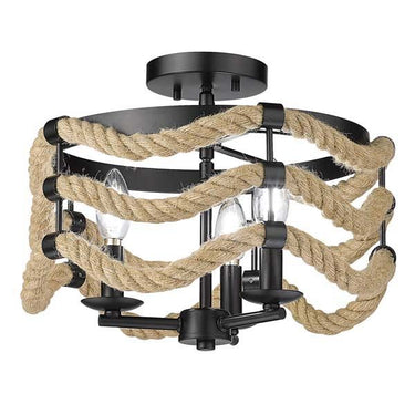 Golden Lighting 1083-3SF BLK Marissa 3 Light Semi-Flush in Matte Black - Crescent Harbor