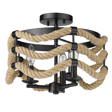 Golden Lighting 1083-3SF BLK Marissa 3 Light Semi-Flush in Matte Black - Crescent Harbor