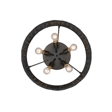 Golden Lighting 1084-5FM BLK-BW 5 Light Flush Mount - Crescent Harbor