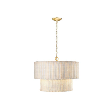 Golden Lighting 1084-6 BLK-BW Erma 6 Light Chandelier in Matte Black with Black Wicker - Crescent Harbor