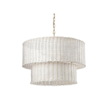 Golden Lighting 1084-6 BLK-BW Erma 6 Light Chandelier in Matte Black with Black Wicker - Crescent Harbor