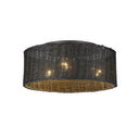 Golden Lighting 1084-FM BLK-BW Erma Flush Mount in Matte Black with Black Wicker - Crescent Harbor