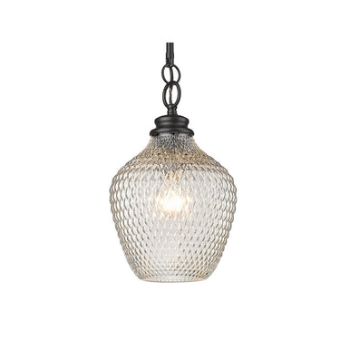 Golden Lighting 1088-M BLK-CLR Adeline Medium Pendant in Matte Black with Clear Glass Shade - Crescent Harbor