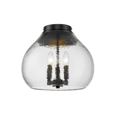 Golden Lighting 1094-3FM BLK-HCG 3-Light Semi-Flush - Crescent Harbor