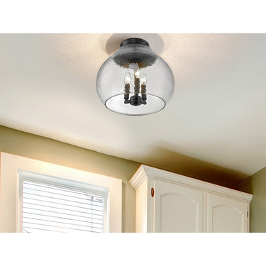 Golden Lighting 1094-3FM BLK-HCG 3-Light Semi-Flush - Crescent Harbor