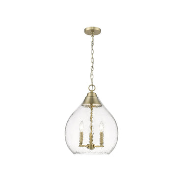 Golden Lighting 1094-3P-HCG Ariella 3 Light Pendant in Hammered Clear Glass - Crescent Harbor