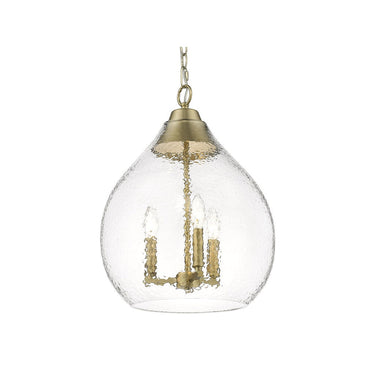 Golden Lighting 1094-3P-HCG Ariella 3 Light Pendant in Hammered Clear Glass - Crescent Harbor