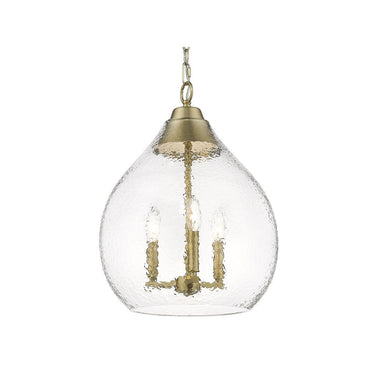 Golden Lighting 1094-3P-HCG Ariella 3 Light Pendant in Hammered Clear Glass - Crescent Harbor