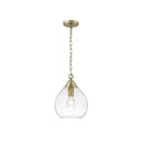 Golden Lighting 1094-S-HCG Ariella Small Pendant in Hammered Clear Glass - Crescent Harbor